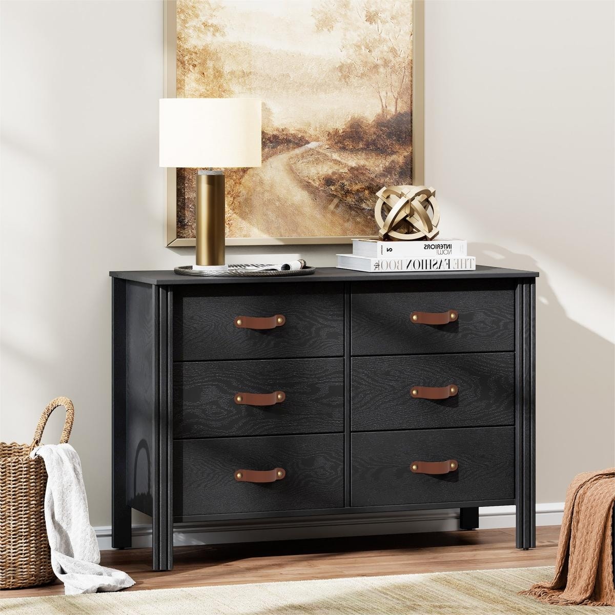 6 Drawer Dresser Dark Grey, Bedroom high quality Storage