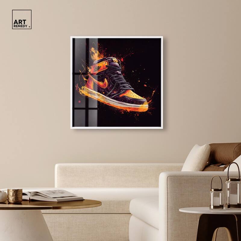 Jumpman on Fire II Shadowbox by Art Remedy