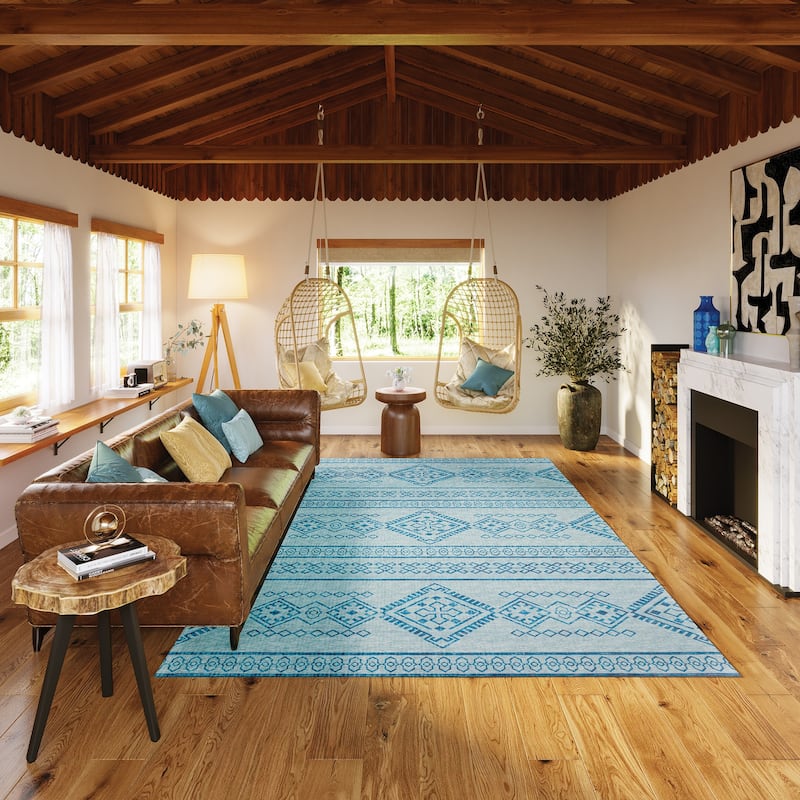 Indoor/ Outdoor Yuma Boho Washable Rug