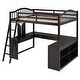 preview thumbnail 9 of 13, Full Wooden Loft Bed with U-shaped Desk, Storage & Tri-fold Mirror, Espresso