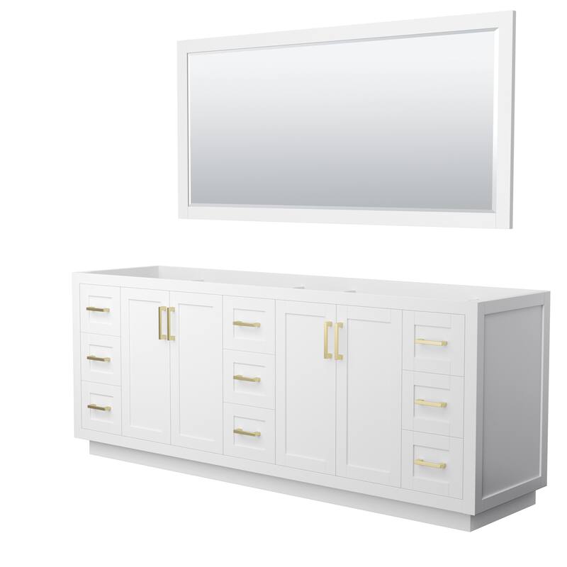 Wyndham Collection WCF2929-84D-CX-M70 Miranda 84" Double Free Standing - White / Brushed Gold Hardware