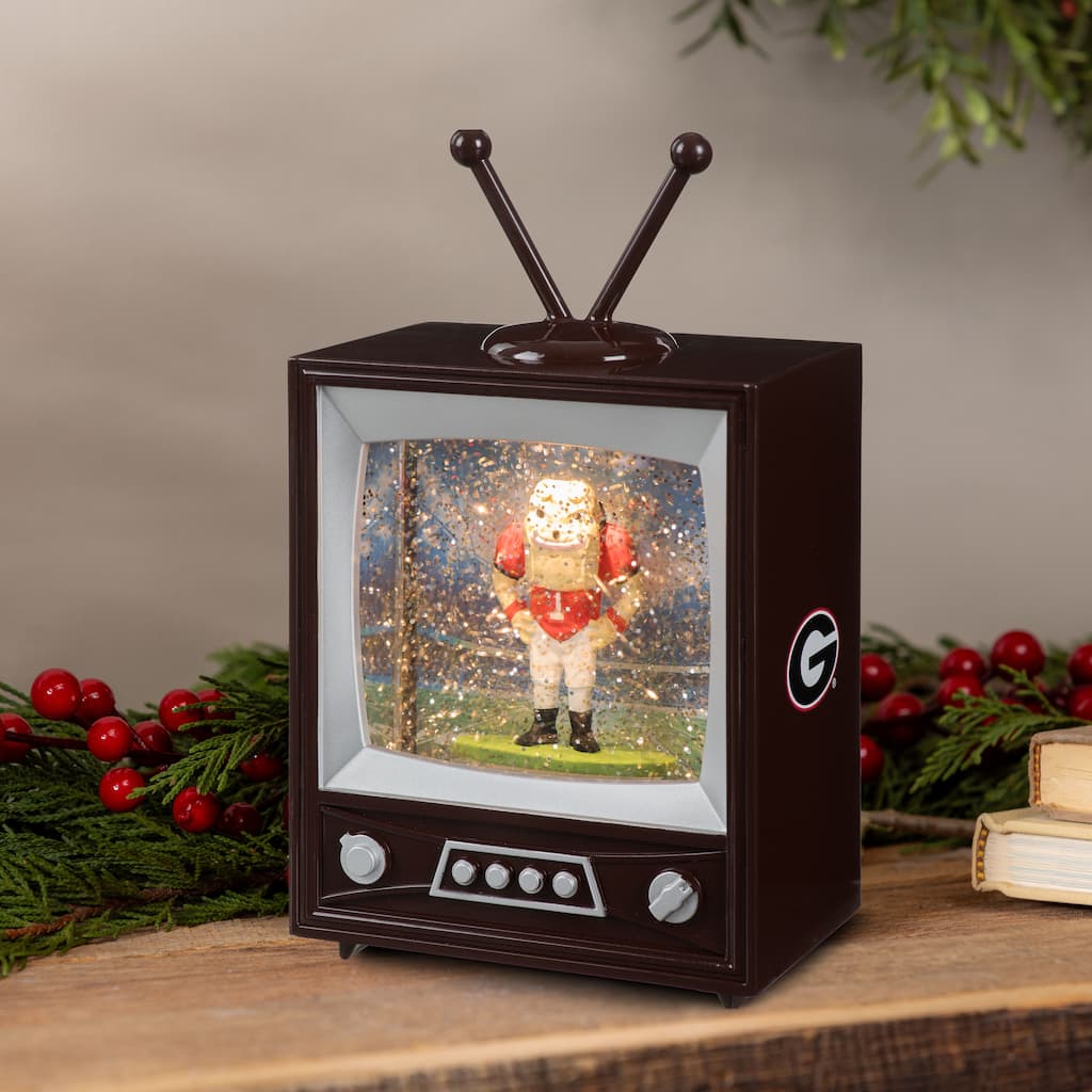 Univ of Georgia 8 in. Vintage TV Light Up Water Lantern Snow Globe