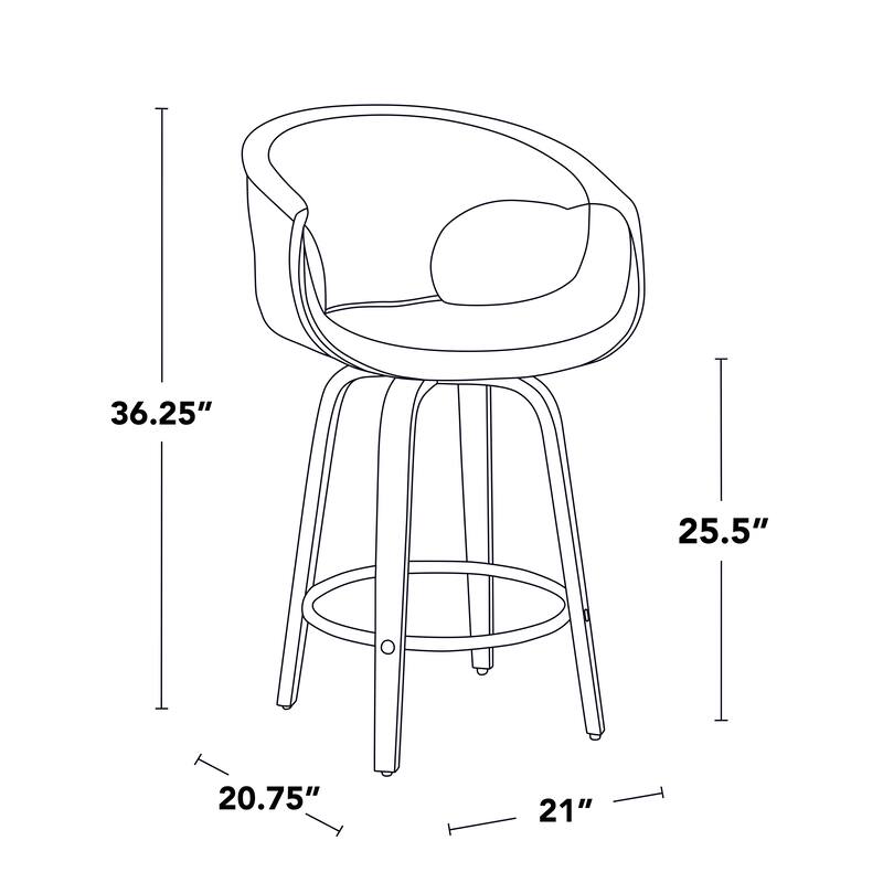 Carson Carrington Saurya 26" Fixed-Height Counter Stool with Bent Wood Legs & Round Footrest (Set of 2)