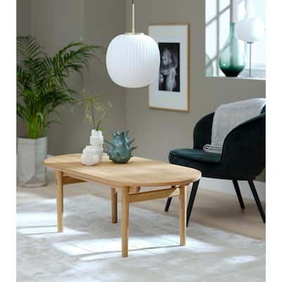 Rye Studio Mid-Century Modern Oval Coffee Table, Natural Oak - 27.5"W x 51.125"L x 17.75"H