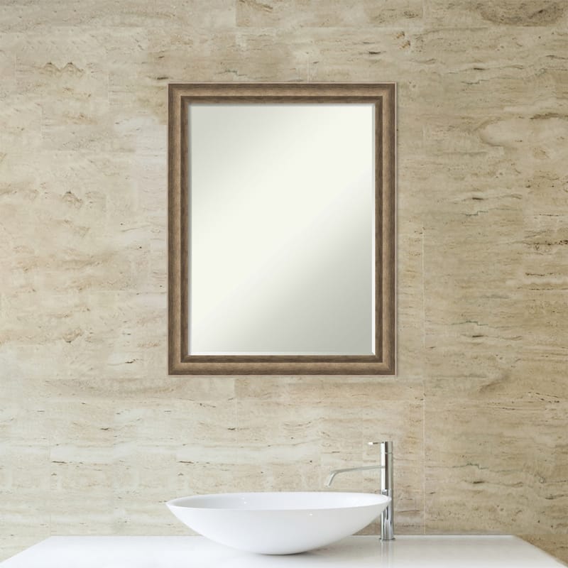 Angled Half-Inch-Bevel Wood Framed Bathroom Vanity Wall Mirror - Glass Size 18x24