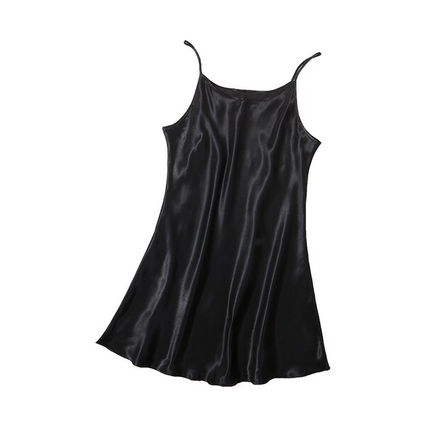 Women Silky Plus Size Lotus Leaf Hem Basic Slip Dress Nightgown