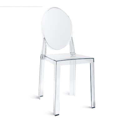 Larger Size Modern Transparent Dining Living Room Ghost Side Dining Room Chair Accent Lounge No Arms Armless Seat