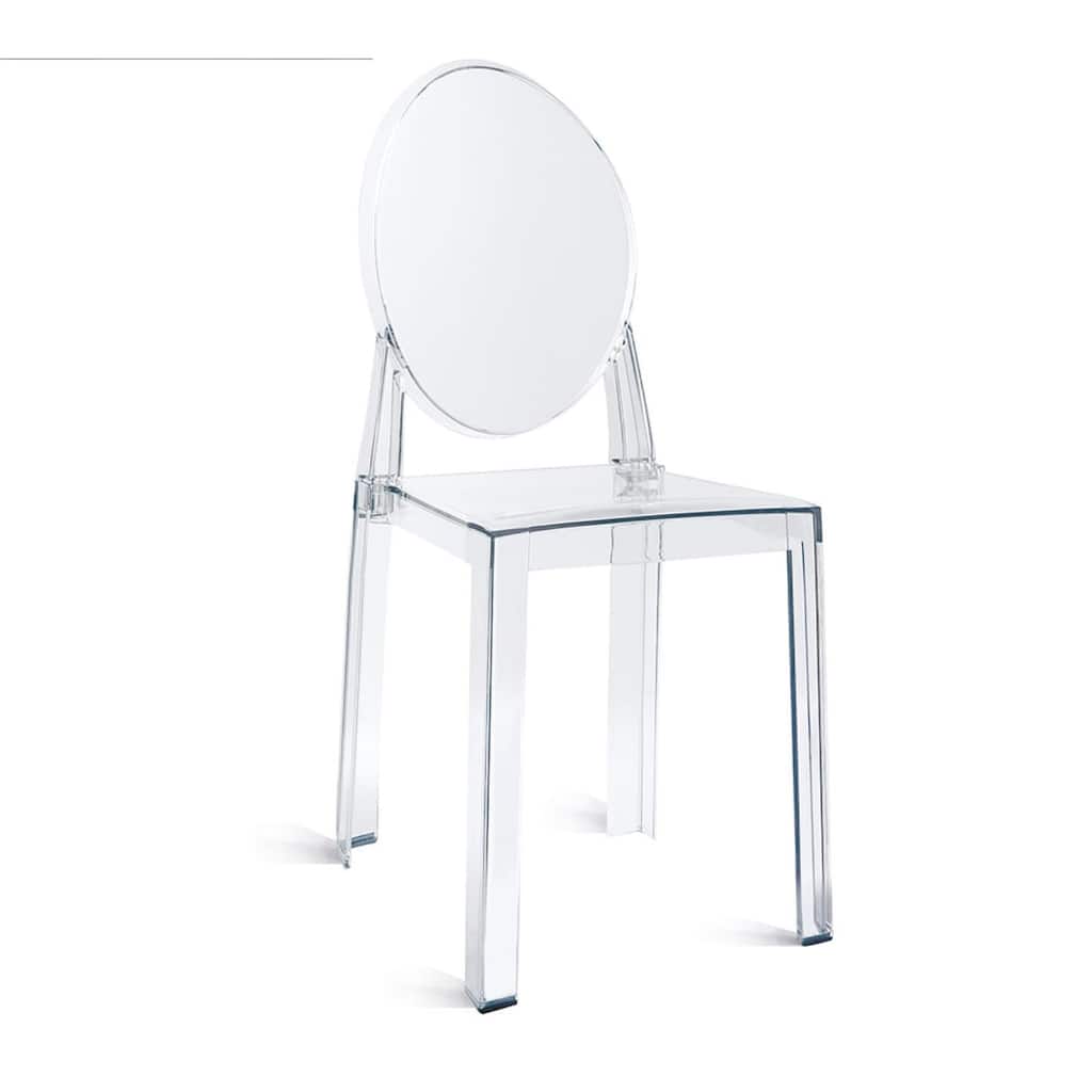 Larger Size Modern Transparent Dining Living Room Ghost Side Dining Room Chair Accent Lounge No Arms Armless Seat