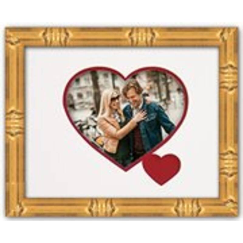 Heart & Love Gold Wood Picture Frame With Heart Double Mat for 4x6