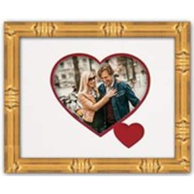 Heart & Love Gold Wood Picture Frame With Heart Double Mat for 4x6