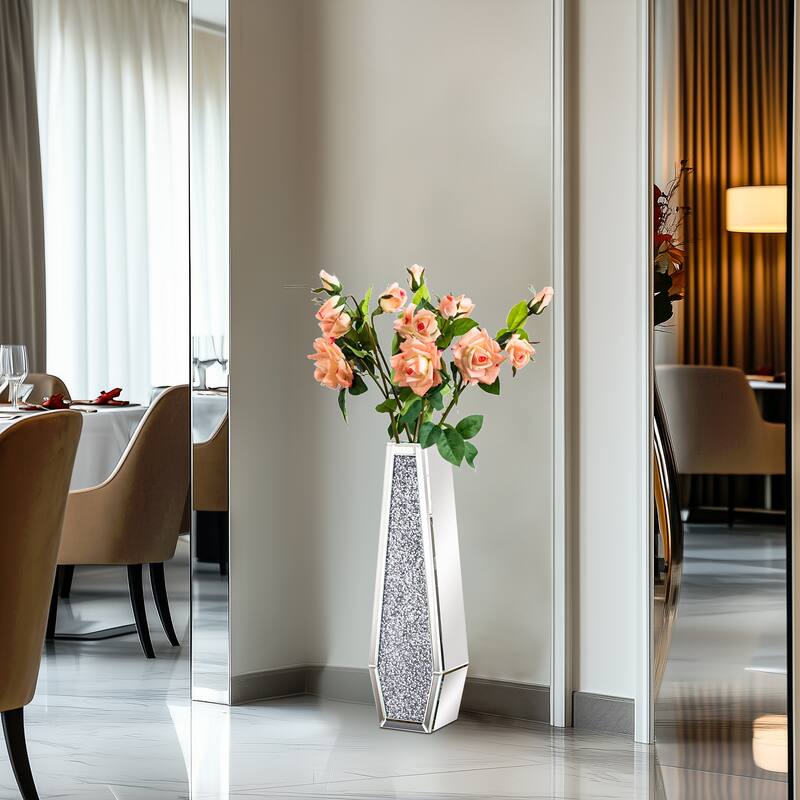 Tall Sparkling Crushed Diamond Floor Vase