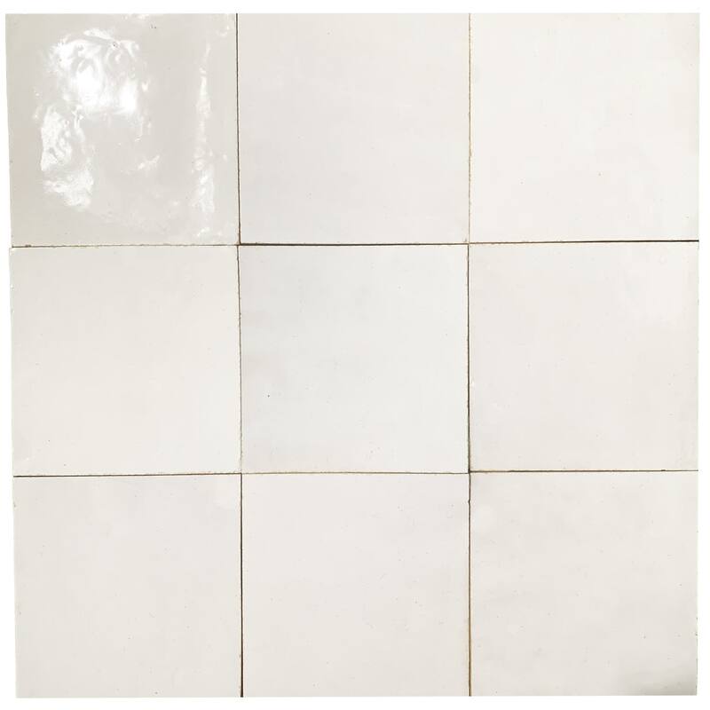 Contemporary Zellige Panels, 12"x12"x1/2", Square White