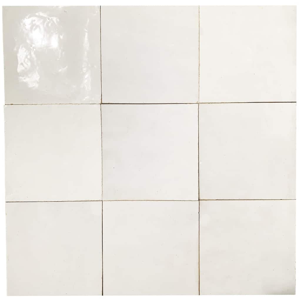 Contemporary Zellige Panels, 12"x12"x1/2", Square White