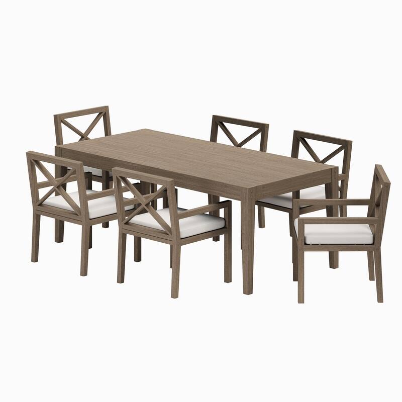 Northlake 7-Piece Outdoor Patio Teak Wood Dining Set