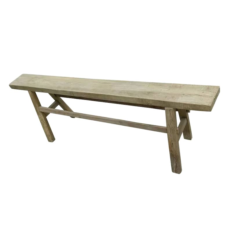 Artissance Wide Rectangle Weathered Natural Wood Vintage Country Board Bench, Indoor Outdoor Furniture (Size & Finish Vary)