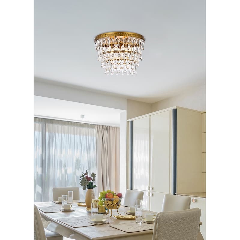 Sylvia Crystal/ Metal Tiered Flush Mount - 15 Inch