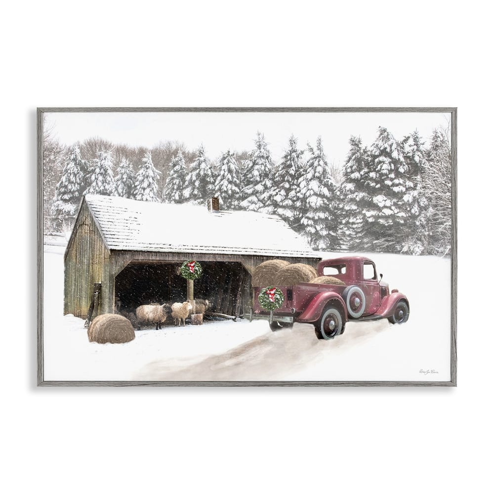 Stupell Snowy Winter Farm Sheep Framed Giclee Art Design By Robin-Lee Viera