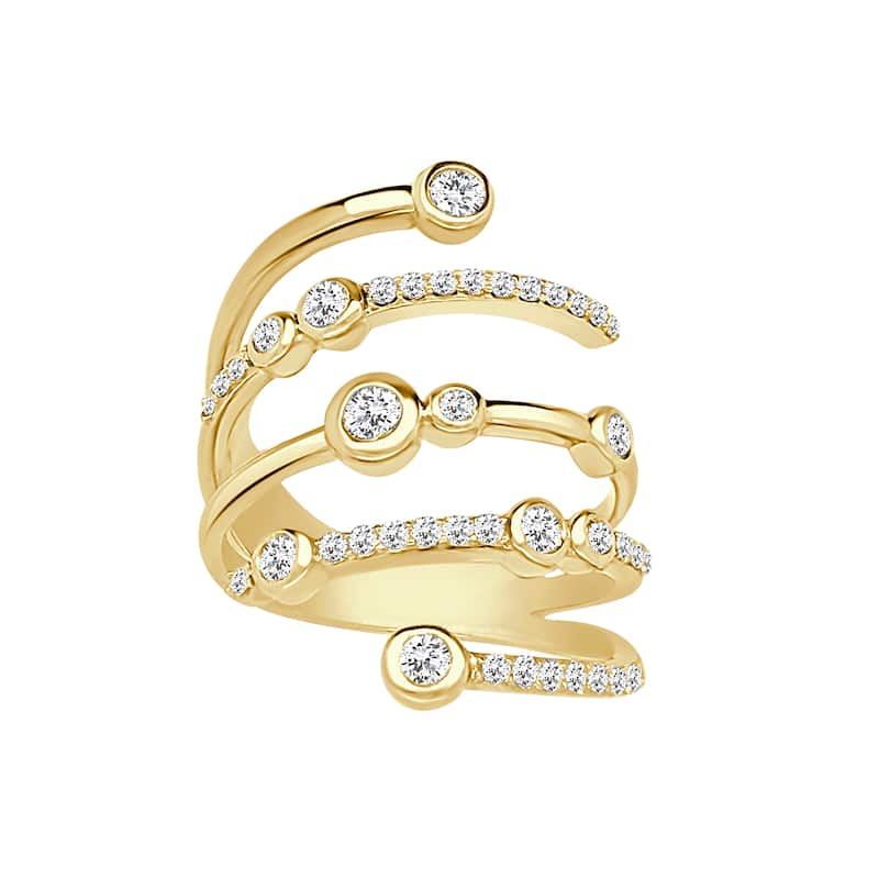 Auriya 14k Gold Lab Grown Round Diamond Bezel and Pavé Spiral Wrap Ring 0.57 ct. tw. (F-G, VS)