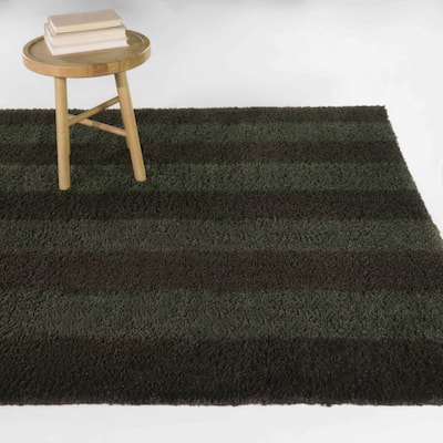 Bruce Modern Stripe Shag Area Rug