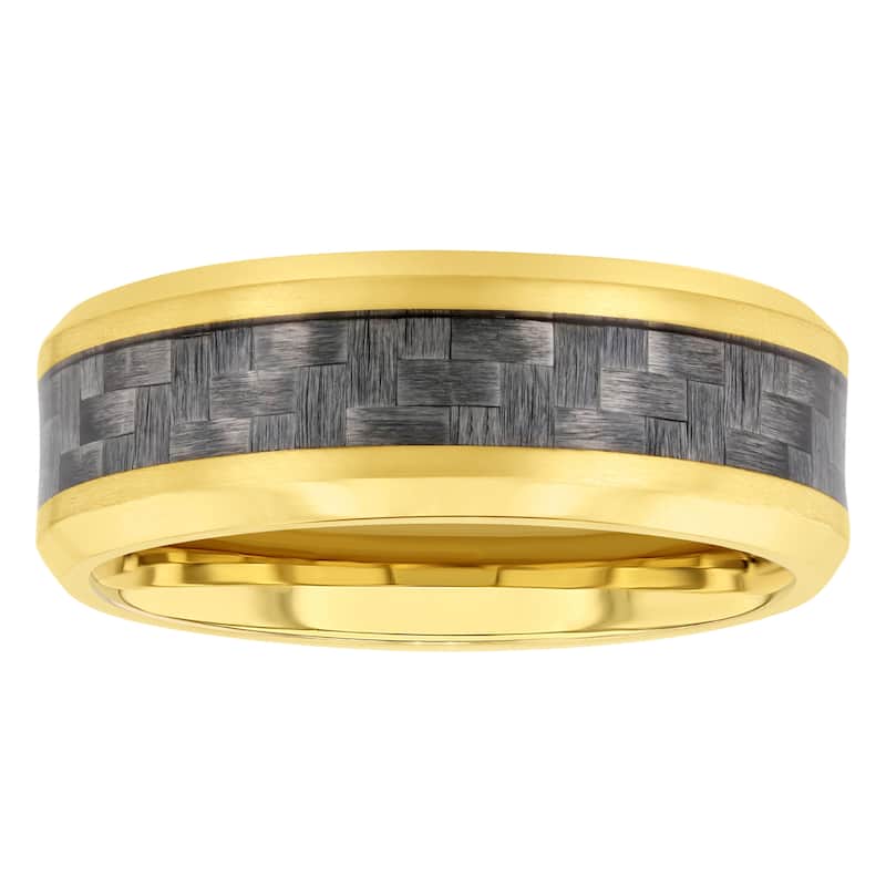 Steel Nation Stainless Steel Carbon Fiber Center 8mm Band - 12 - Yellow
