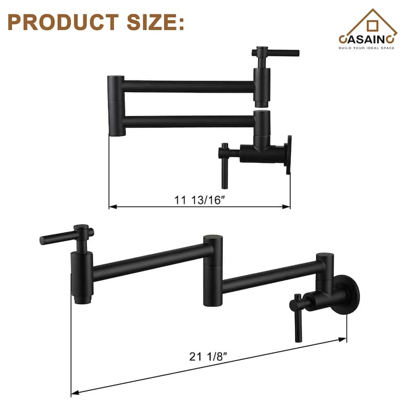 1.8 GPM Wall Mounted Pot Filler Kitchen Sink Faucet