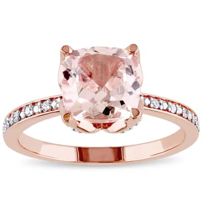 Miadora Signature Collection 10k Rose Gold Morganite and Diamond Accent Engagement Ring
