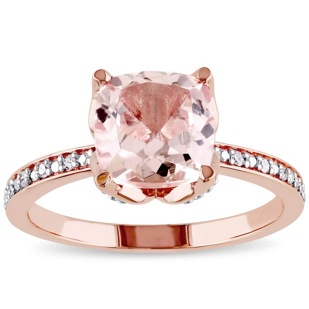 Miadora Signature Collection 10k Rose Gold Morganite and Diamond Accent Engagement Ring