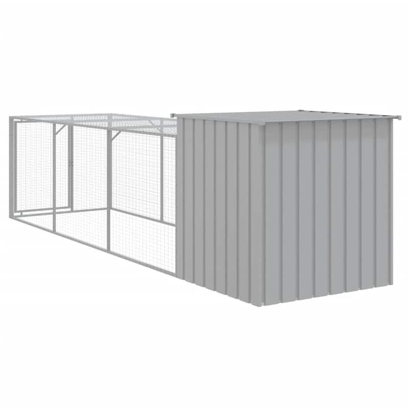 vidaXL Chicken Cage with Run Light Gray/Anthracite multisize Galvanized Steel