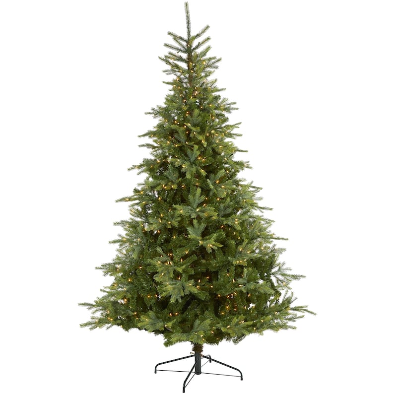 8ft. Spruce Artificial Christmas Tree with 650 Clear Lights and 1303 Branches - Stunning Holiday X-Mas Centerpiece