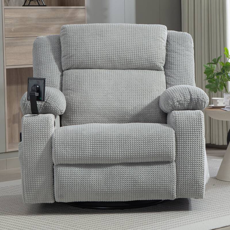 Oversized 270° Swivel Rocker Recliner Chair with Adjustable Headrest & Infinite Position