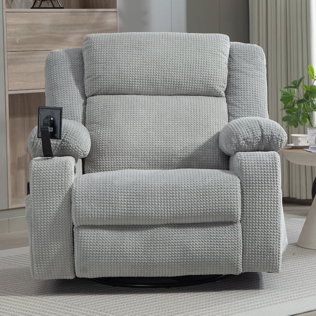 Oversized 270° Swivel Rocker Recliner Chair with Adjustable Headrest & Infinite Position