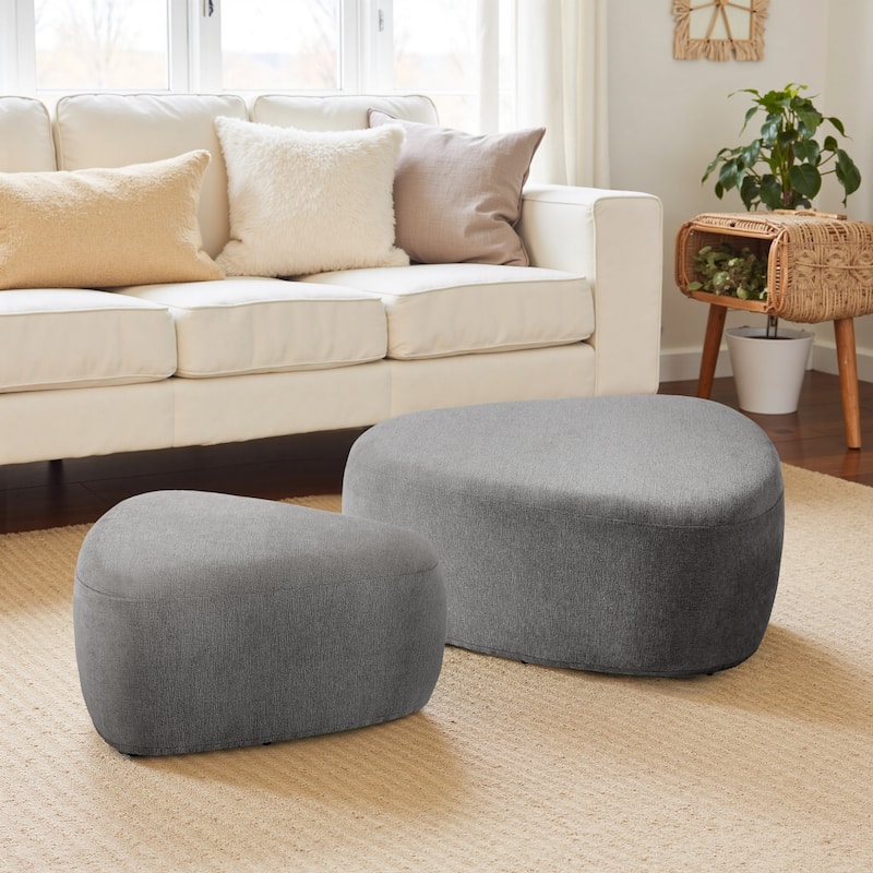 Leon 26"/43" W Chenille Triangle Cocktail Ottoman Set