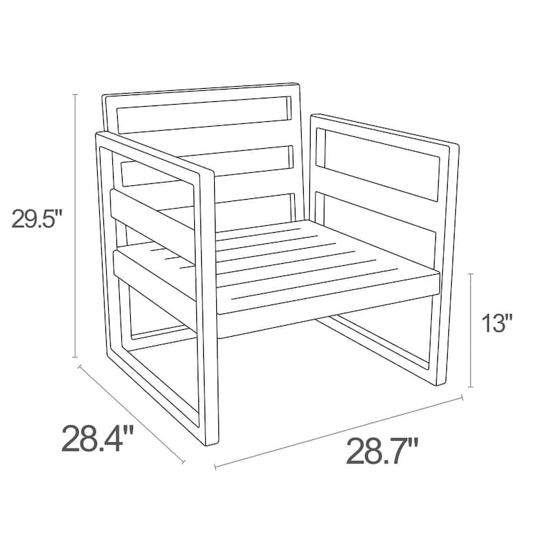 30" White Outdoor Patio Club Armchair with Sunbrella Charcoal Gray Cushion