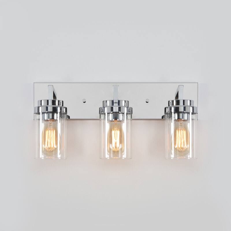 KAWOTI 3 Light Bathroom Vanity Light with Clear Glass Shade