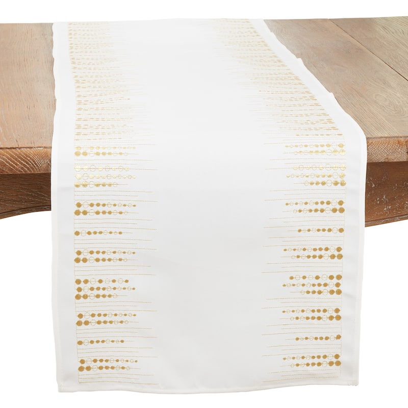 Elegant Embroidered Dots Table Runner - 16"x72" - Gold.