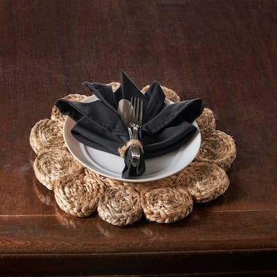 Sevita Jute Woven Placemat, Natural, 1'3" x 1'3", Set of Two - 15" x 15"