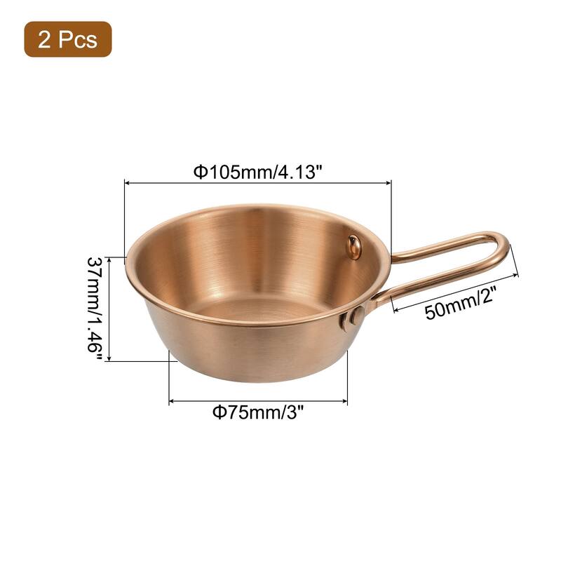 2 Pcs Korean Traditional Wine Bowls, Stainless Steel Rice Wine Cup - Rose Gold - 4.13 Inch