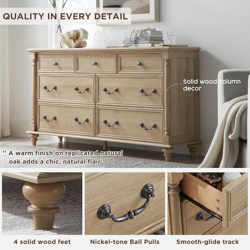 Farmhouse 7 Drawers Dresser Chests, Rustic Wood Chest of Drawers