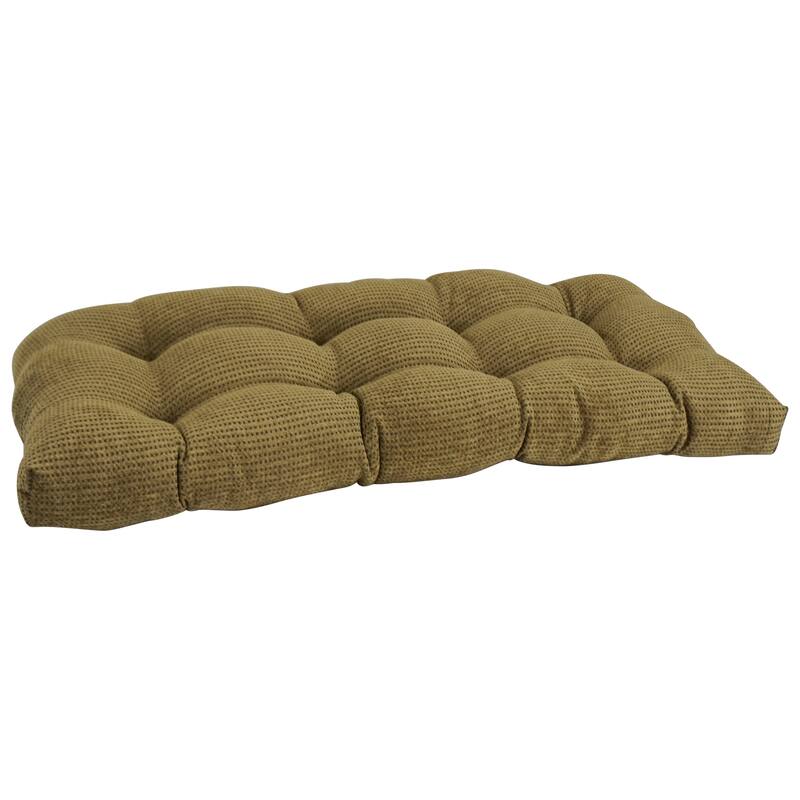 42-inch by 19-inch Rounded Back Jacquard Chenille Loveseat Cushion - 42 x 19 - Gingham Brown