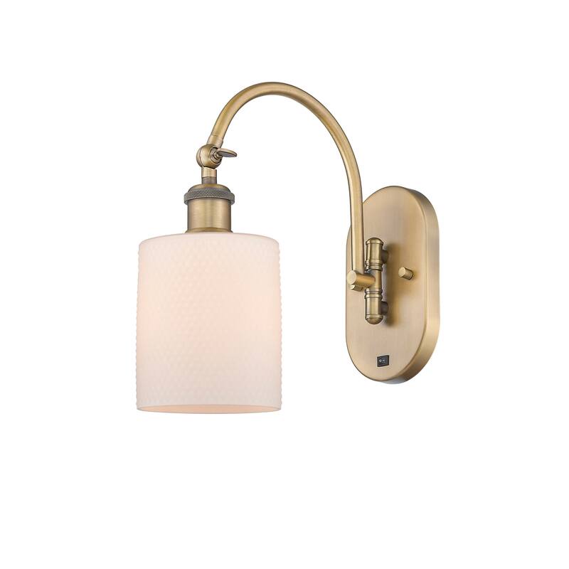 Innovations Lighting 518-1W-13-5 Cobbleskill Sconce Cobbleskill 13" - Brushed Brass / Matte White