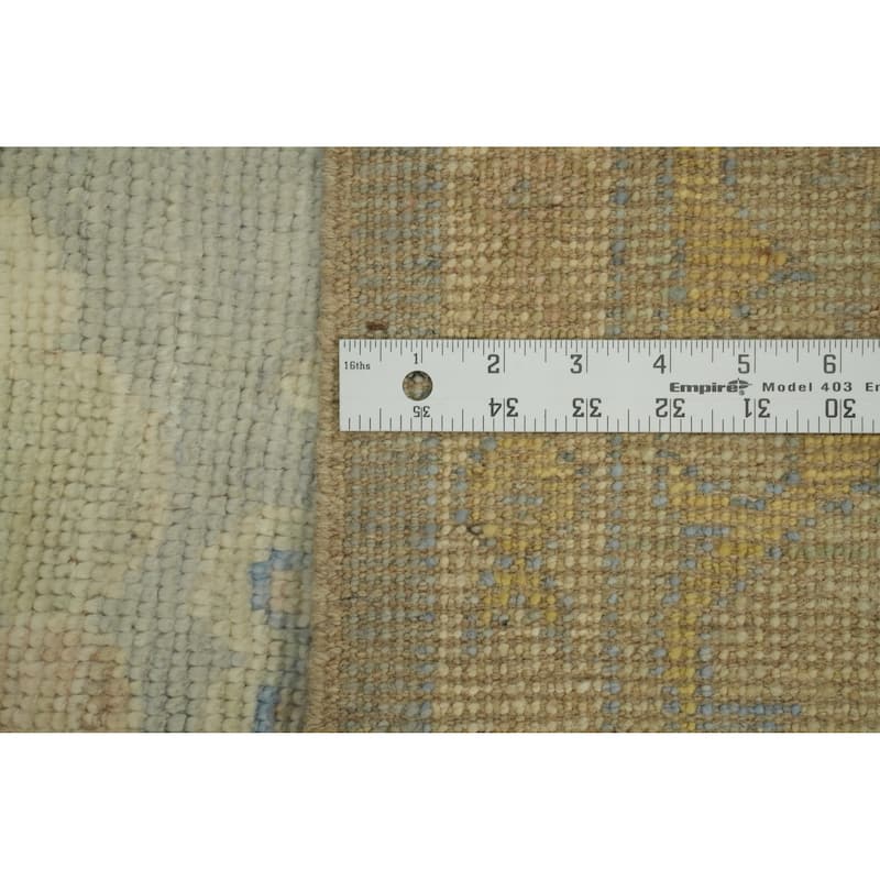 Vegetable Dye Wool Oushak Turkish Area Rug, Floral Geometric Carpet - 10' 1'' X 8' 3''