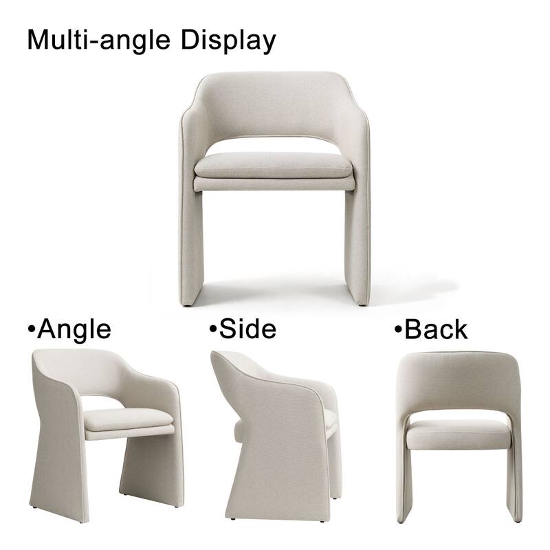 Upholstered Dining Chairs Set of 4 with Open-Back Design and Performance Fabric