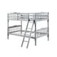 preview thumbnail 4 of 4, Gray Twin over Twin Solid Wood Bunk Bed with Ladder and Fence for Kids