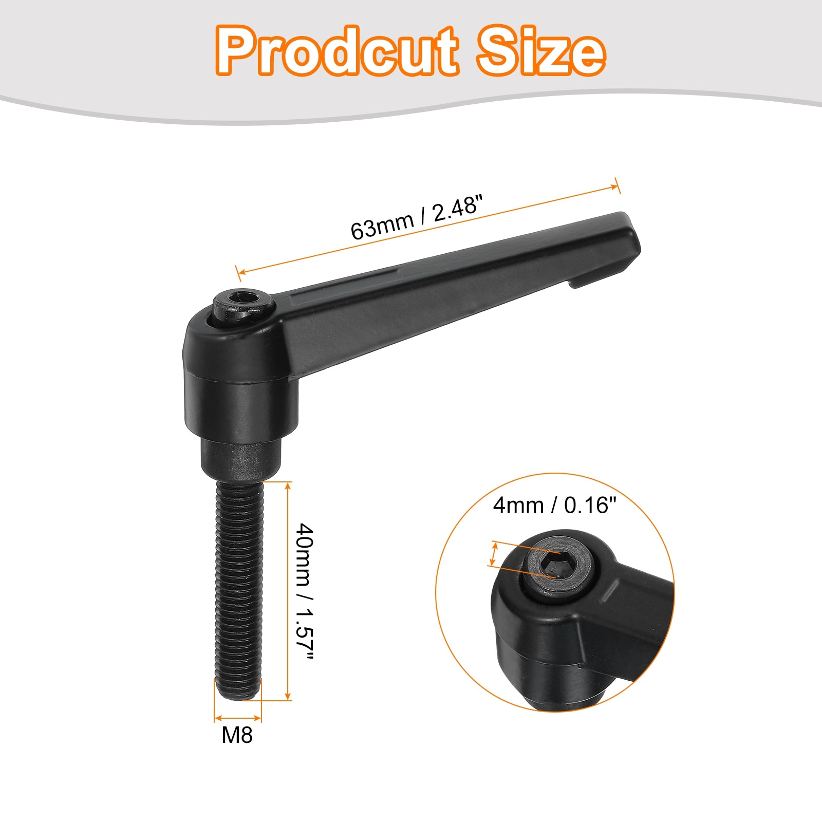 Adjustable Knobs Handle, Male Thread Push Button Ratchet Quick Release Locking Rotating Bolt for Machinery