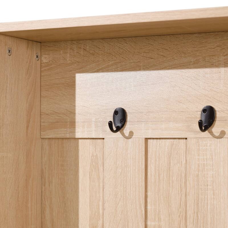 Hall Tree with Divided Cubby Bench Storage and 3 Coat Hooks