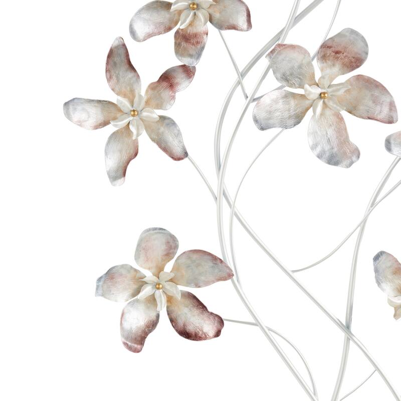 Metal Floral Home Wall Decor with Silver Stems - Multi Colored - Roche River Decor