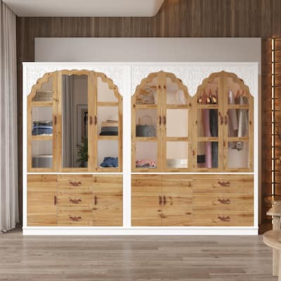 Armoire Storage Timeless Wardrobe Mirrored Doors Handles Combo Dresser