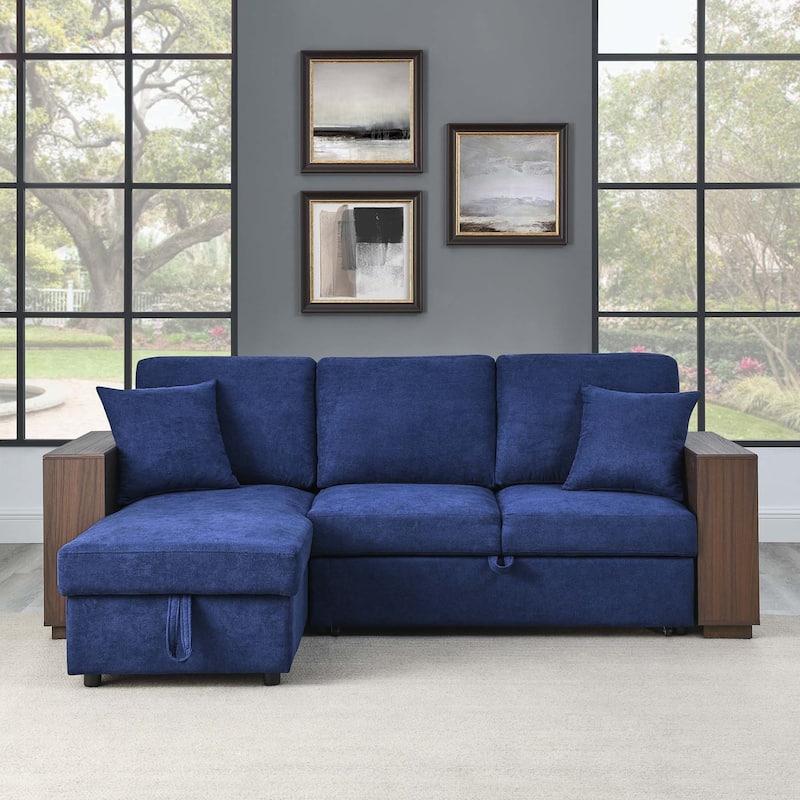 Classic and Cozy L-shape Pull-out Sleeper Sectional Sofa