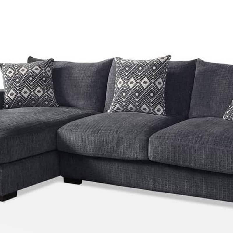 L Shaped Sectional with T Cushioned Seat, Gray