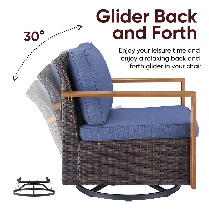 Pocassy Outdoor Sofa Patio Swivel Chair Funiture Set